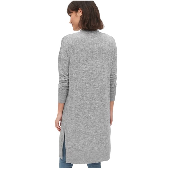 GAP Softspun Long Cardigan in Light Grey Marled Size XS - Picture 2 of 9